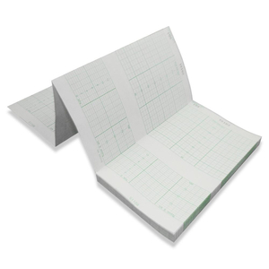 RECORDING PAPER, Z-FOLD CHEMICAL/THERMAL, GREEN GRID, 15 X 10CM DIMENSIONS, 50-210 FHR SCALE, CE CERTIFIED STANDARD, NON-STERILE STERILE, DI by Philips