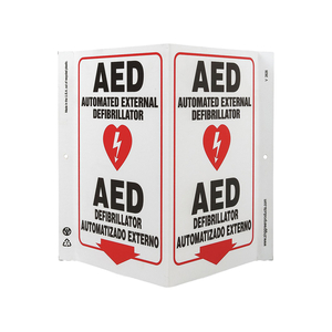 AED SIGN V-SHAPE PLASTIC by ZING Green Safety Products AED SIGN V-SHAPE PLASTIC by ZING Green Safety Products