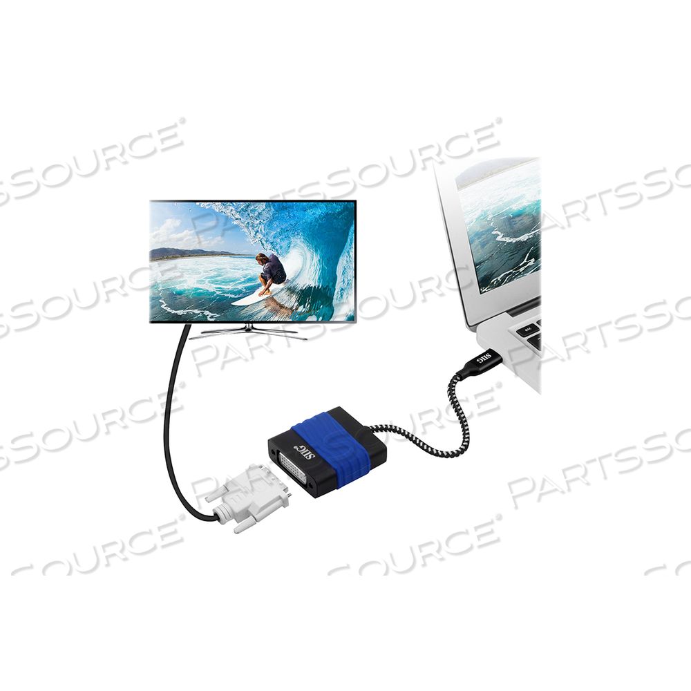 SIIG USB TYPE-C TO DVI VIDEO CABLE ADAPTER, EXTERNAL VIDEO ADAPTER, BLACK by SIIG, Inc. SIIG USB TYPE-C TO DVI VIDEO CABLE ADAPTER, EXTERNAL VIDEO ADAPTER, BLACK by SIIG, Inc.