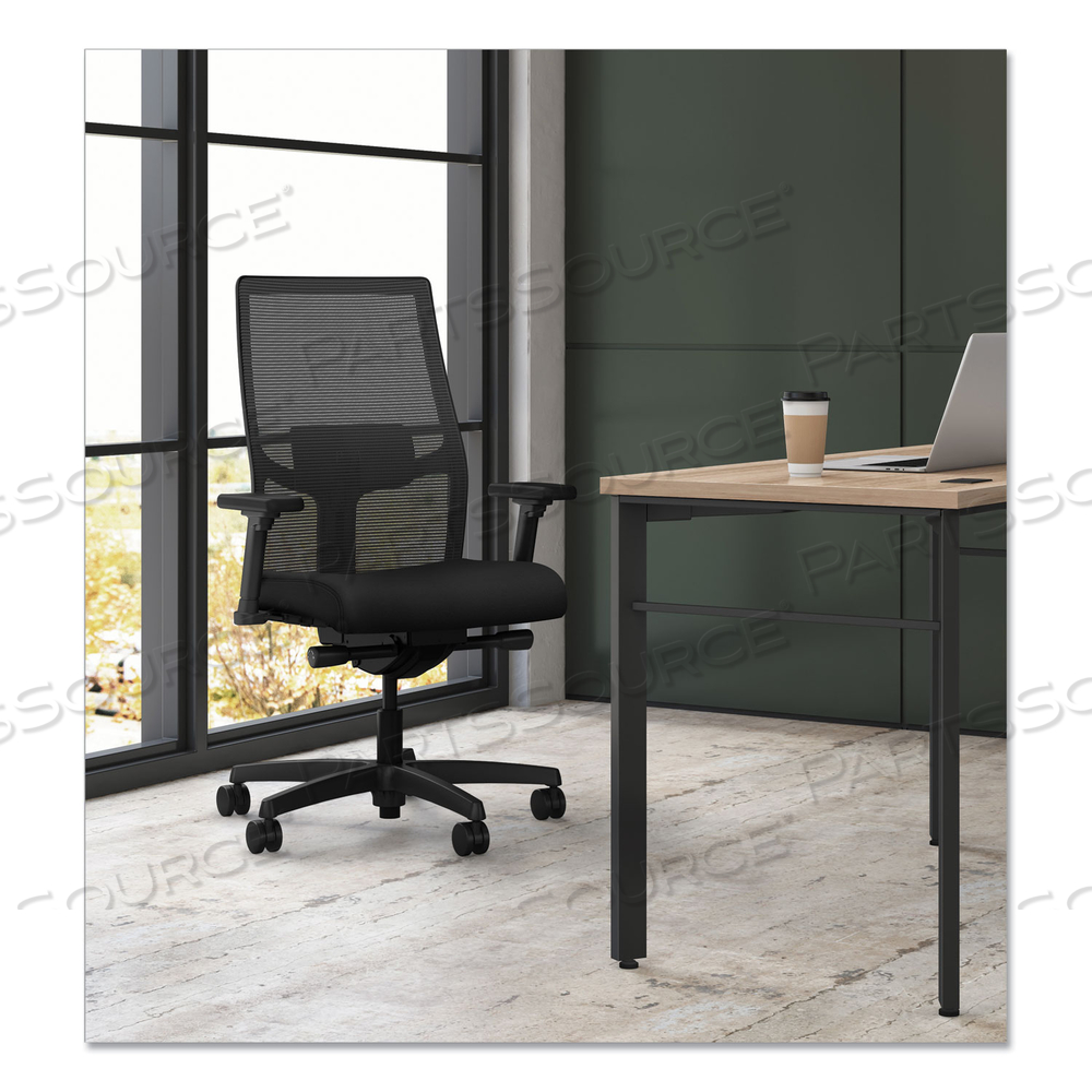 IGNITION 2.0 4-WAY STRETCH MID-BACK MESH TASK CHAIR, SUPPORTS UP TO 300 LB, 17" TO 21" SEAT HEIGHT, BLACK by HON