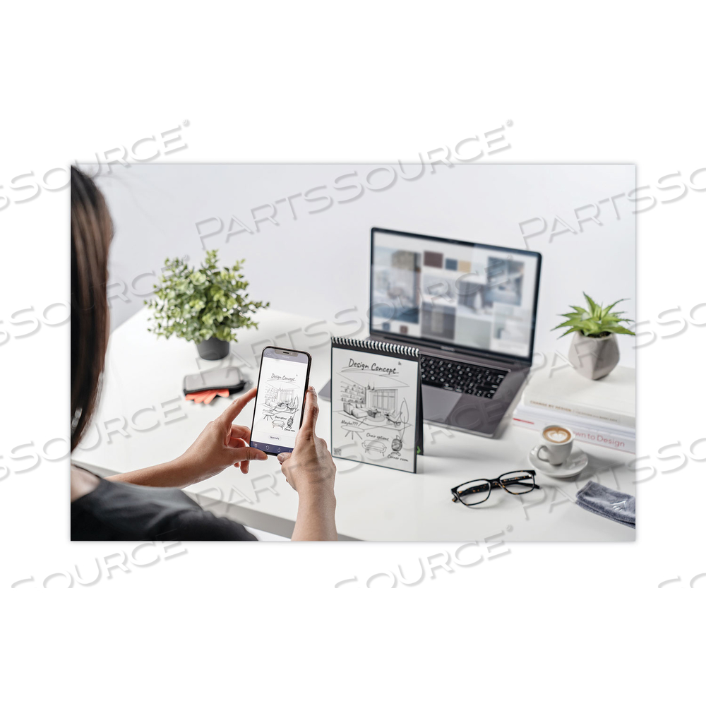 FLIP SMART NOTEPAD, BLACK COVER, LINED/DOT GRID RULE, 8.5 X 11, WHITE, 16 SHEETS by Rocketbook