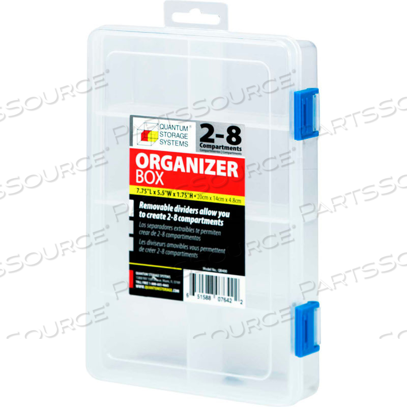 ORGANIZER BOX - 2-8 ADJUSTABLE COMPARTMENTS - 7-3/4"L X 5-1/2"W X 1-3/4"H by Quantum Storage Systems