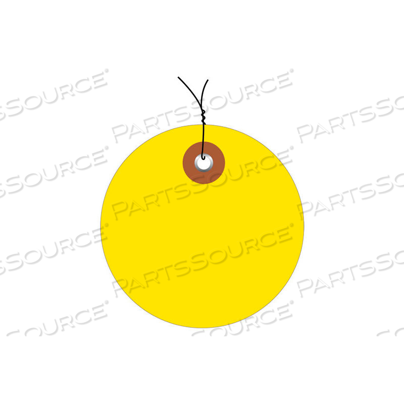 PRE-WIRED PLASTIC CIRCLE TAGS 2" DIAMETER YELLOW - 100 PACK by Box Packaging Inc