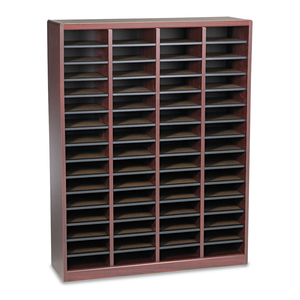 WOOD/FIBERBOARD E-Z STOR SORTER, 60 COMPARTMENTS, 40 X 11.75 X 52.25, MAHOGANY, 2 BOXES by Safco WOOD/FIBERBOARD E-Z STOR SORTER, 60 COMPARTMENTS, 40 X 11.75 X 52.25, MAHOGANY, 2 BOXES by Safco