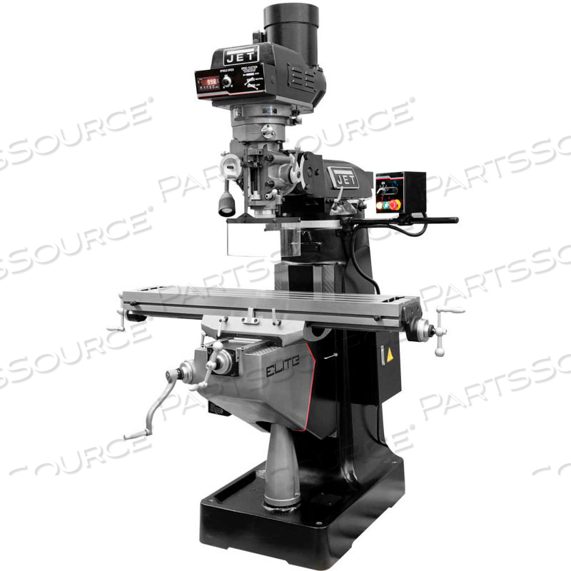 JET EVS-949 MILL, 2-AXIS ACU-RITE 203 DRO, X, Y, Z-AXIS JET POWERFEEDS, USA POWERED DRAW BAR by Jet