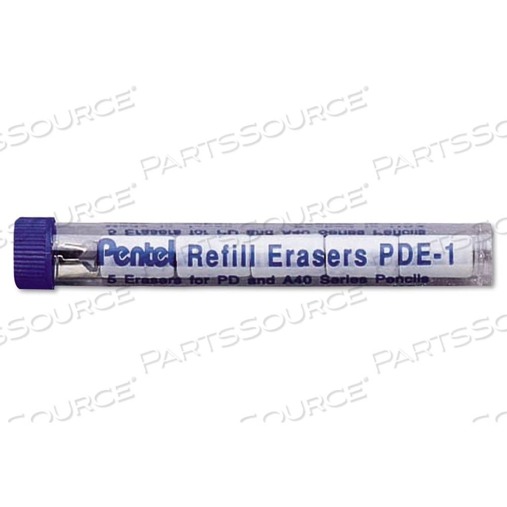 ERASER REFILL FOR PENCIL, 5/TUBE, WHITE by Pentel of America