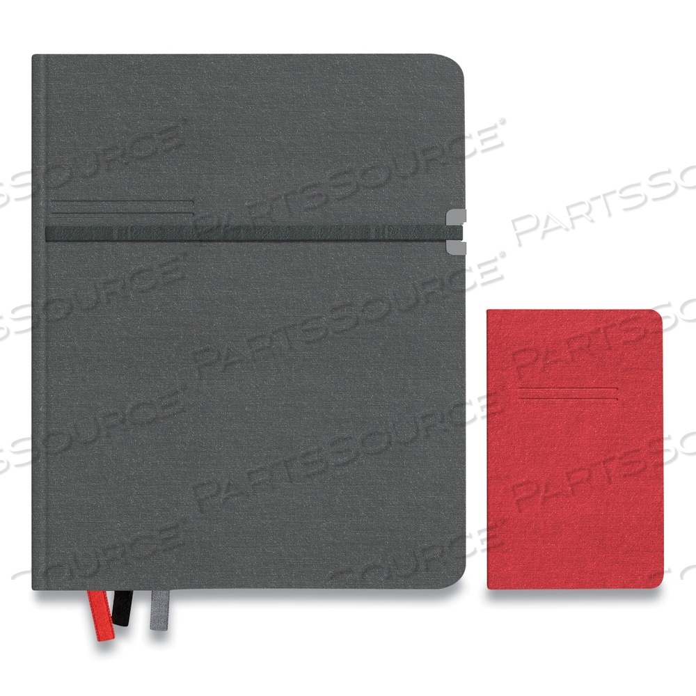 LARGE MASTERY JOURNAL WITH POCKETS, 1 SUBJECT, NARROW RULE, CHARCOAL/RED COVER, 10 X 8, 192 SHEETS by TRU RED