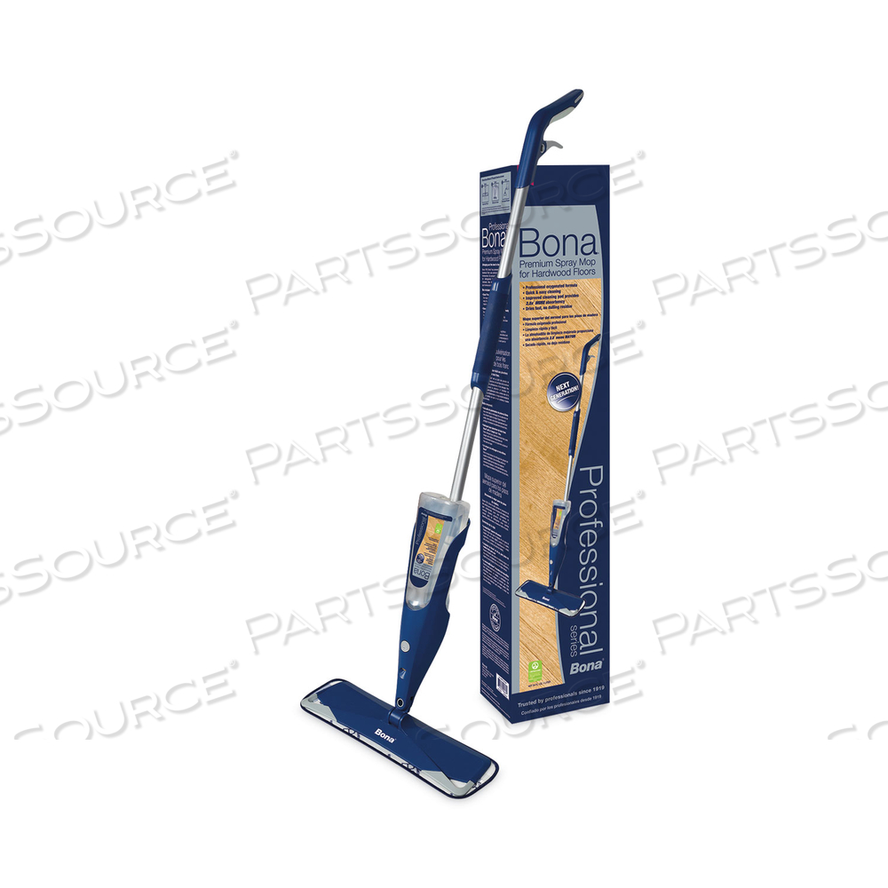 HARDWOOD FLOOR MOP, 15" WIDE MICROFIBER HEAD, 52" BLUE PLASTIC/STEEL HANDLE by Bona HARDWOOD FLOOR MOP, 15" WIDE MICROFIBER HEAD, 52" BLUE PLASTIC/STEEL HANDLE by Bona