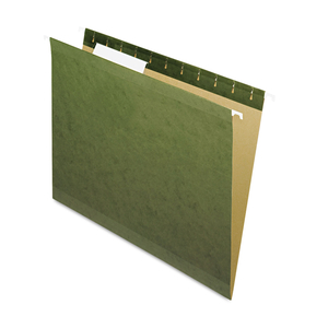 REINFORCED HANGING FILE FOLDERS WITH PRINTABLE TAB INSERTS, LETTER SIZE, 1/3-CUT TABS, STANDARD GREEN by Esselte Pendaflex Corp. REINFORCED HANGING FILE FOLDERS WITH PRINTABLE TAB INSERTS, LETTER SIZE, 1/3-CUT TABS, STANDARD GREEN by Esselte Pendaflex Corp.