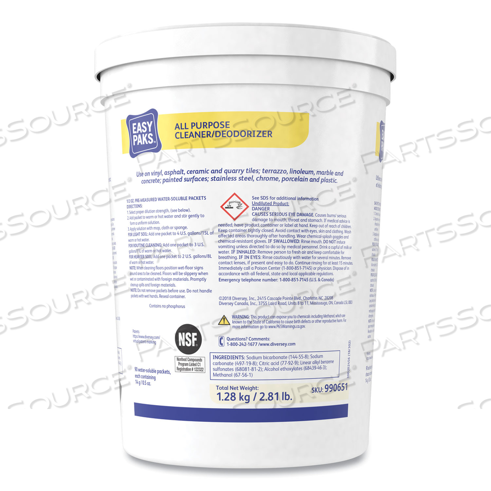 ALL-PURPOSE CLEANER/DEODORIZER, 90 .5 OZ PACKETS/TUB 