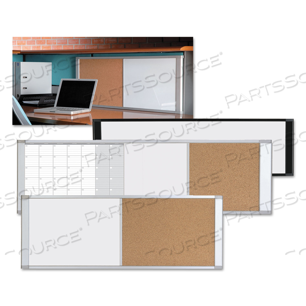 COMBO CUBICLE WORKSTATION DRY ERASE/CORK BOARD, 48X18, SILVER FRAME by MasterVision