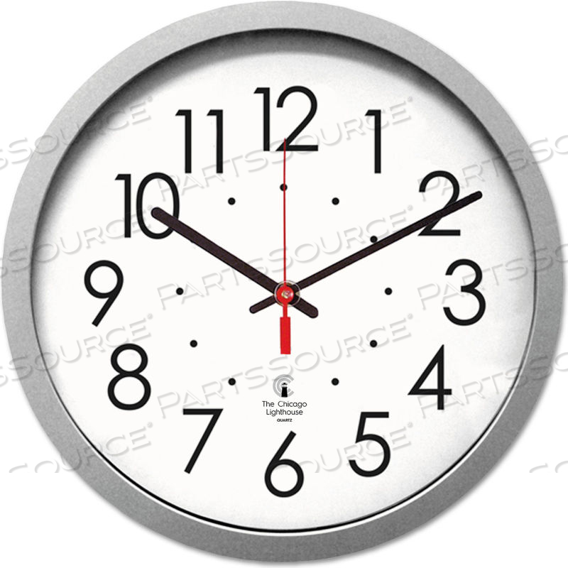 QUARTZ FLAT RIM CLOCK, 14-1/2", SILVER QUARTZ FLAT RIM CLOCK, 14-1/2", SILVER