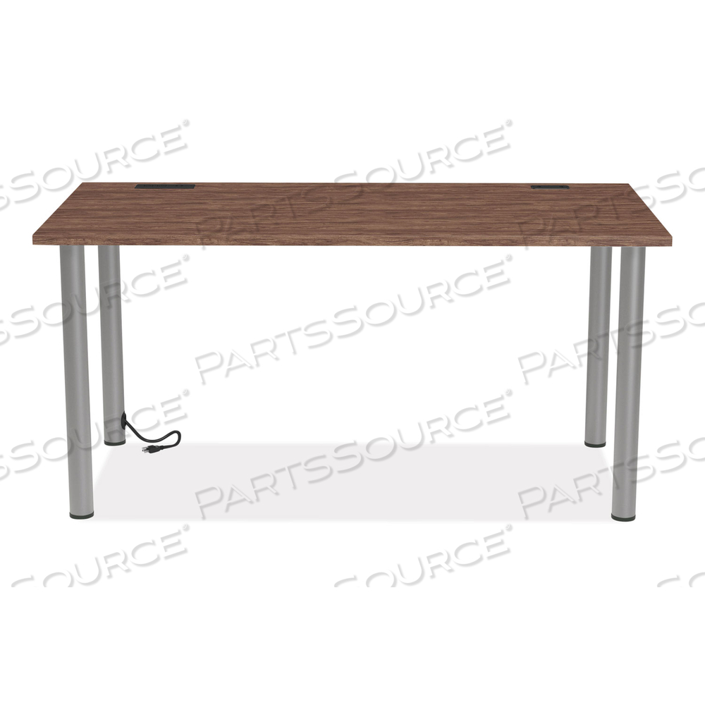 ESSENTIALS WRITING TABLE-DESK WITH INTEGRATED POWER MANAGEMENT, 59.7" X 29.3" X 28.8", ESPRESSO/ALUMINUM 