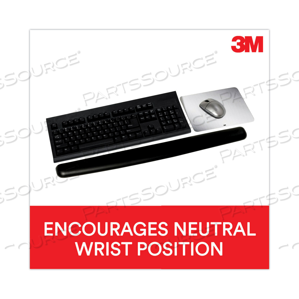 ANTIMICROBIAL GEL THIN KEYBOARD WRIST REST, EXTENDED LENGTH, 25 X 2.5, BLACK by 3M Consumer