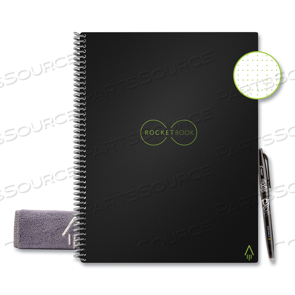 CORE SMART NOTEBOOK, DOTTED RULE, BLACK COVER, 11 X 8.5, 16 SHEETS by Rocketbook