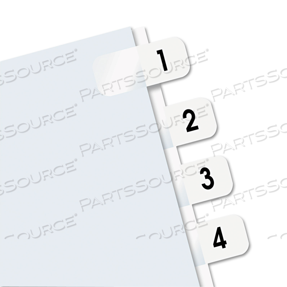 LEGAL INDEX TABS, PREPRINTED NUMERIC: 1 TO 10, 1/12-CUT, WHITE, 0.44" WIDE by Redi-Tag