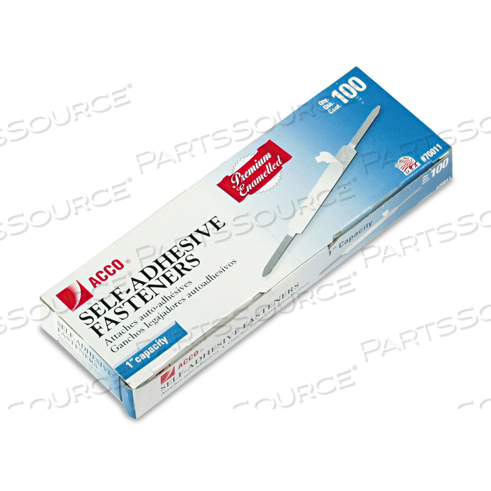 PREMIUM SELF-ADHESIVE TWO-PRONG PAPER FASTENER BASES, 1" CAPACITY, 2.75" CENTER TO CENTER, SILVER by ACCO Brands