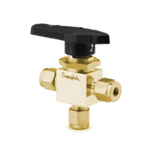 3-WAY BRASS BALL VALVE, 1/4 IN, TUBE CONNECTIONS by Swagelok