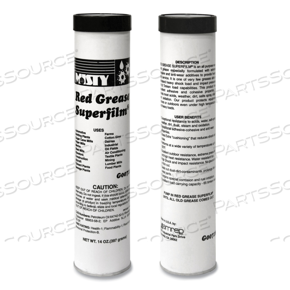 NLGI #2 RED GREASE, 14 OZ TUBE by Misty