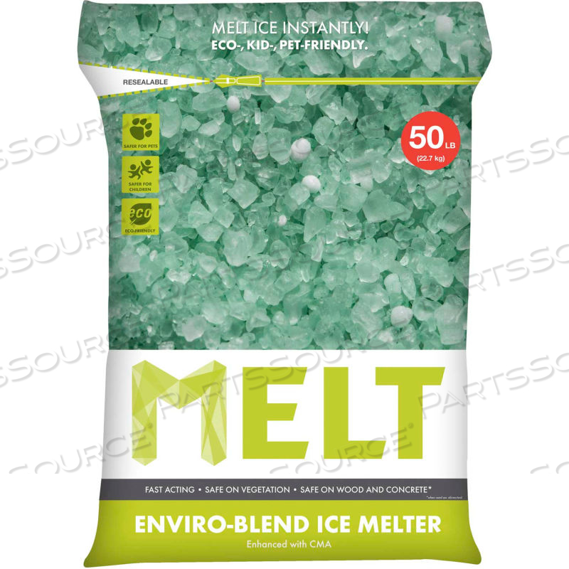 MELT PREMIUM ENVIRO-BLEND ICE MELT W/ CMA 50 LB BAG - 49 BAGS/PALLET by Sun Joe MELT PREMIUM ENVIRO-BLEND ICE MELT W/ CMA 50 LB BAG - 49 BAGS/PALLET by Sun Joe