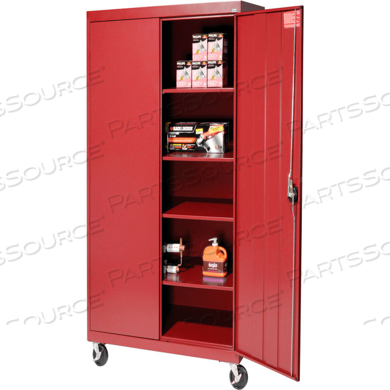 MOBILE STORAGE CABINET RED 200 LB by Sandusky Lee Cabinets