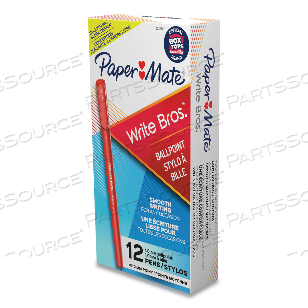 WRITE BROS. BALLPOINT PEN, STICK, MEDIUM 1 MM, RED INK, RED BARREL by Paper Mate