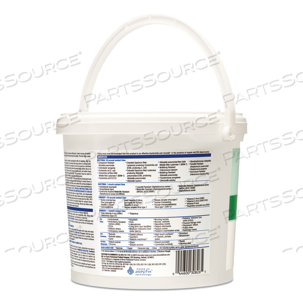 HYDROGEN PEROXIDE CLEANER DISINFECTANT WIPES, 11 X 12, UNSCENTED, WHITE, 185/CANISTER by Clorox
