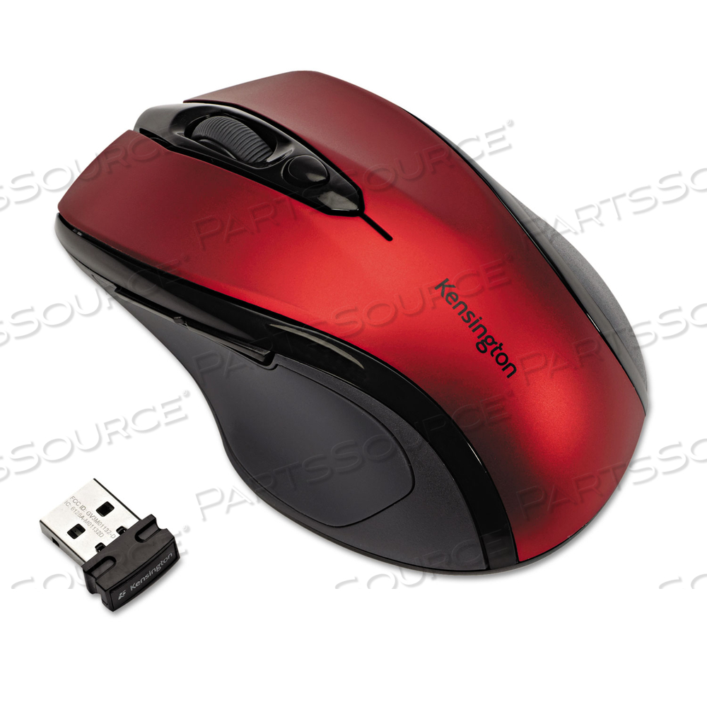 PRO FIT MID-SIZE WIRELESS MOUSE, 2.4 GHZ FREQUENCY/30 FT WIRELESS RANGE, RIGHT HAND USE, RUBY RED by Kensington Computer Products