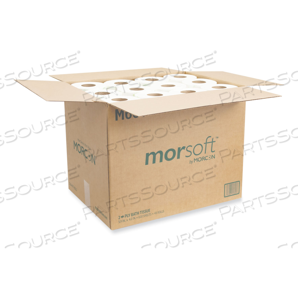 MORSOFT CONTROLLED BATH TISSUE, SEPTIC SAFE, 2-PLY, WHITE, 600 SHEETS/ROLL by Morcon Tissue