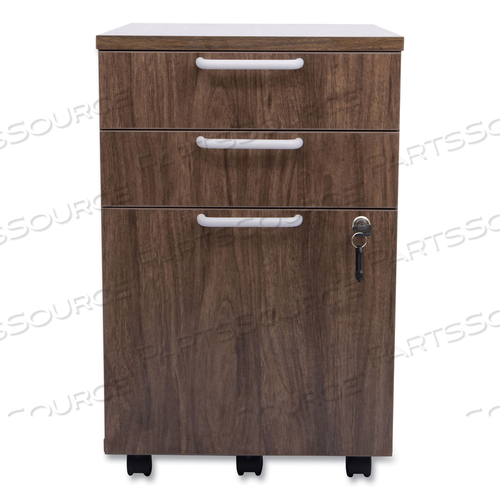 ESSENTIALS MOBILE PEDESTAL FILE, LEFT OR RIGHT, 3-DRAWERS: BOX/BOX/FILE, LEGAL/LETTER, ESPRESSO, 15.6" X 21.3" X 24.3" by Union & Scale