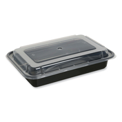 FOOD CONTAINER WITH LID, 28 OZ, 8.81 X 6.02 X 2.04, BLACK/CLEAR, PLASTIC, 150/CARTON by Genpak FOOD CONTAINER WITH LID, 28 OZ, 8.81 X 6.02 X 2.04, BLACK/CLEAR, PLASTIC, 150/CARTON by Genpak