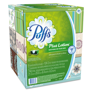 PLUS LOTION FACIAL TISSUE, 2-PLY, WHITE, 124 SHEETS/BOX, 6 BOXES/PACK, 4 PACKS/CARTON by Puffs PLUS LOTION FACIAL TISSUE, 2-PLY, WHITE, 124 SHEETS/BOX, 6 BOXES/PACK, 4 PACKS/CARTON by Puffs