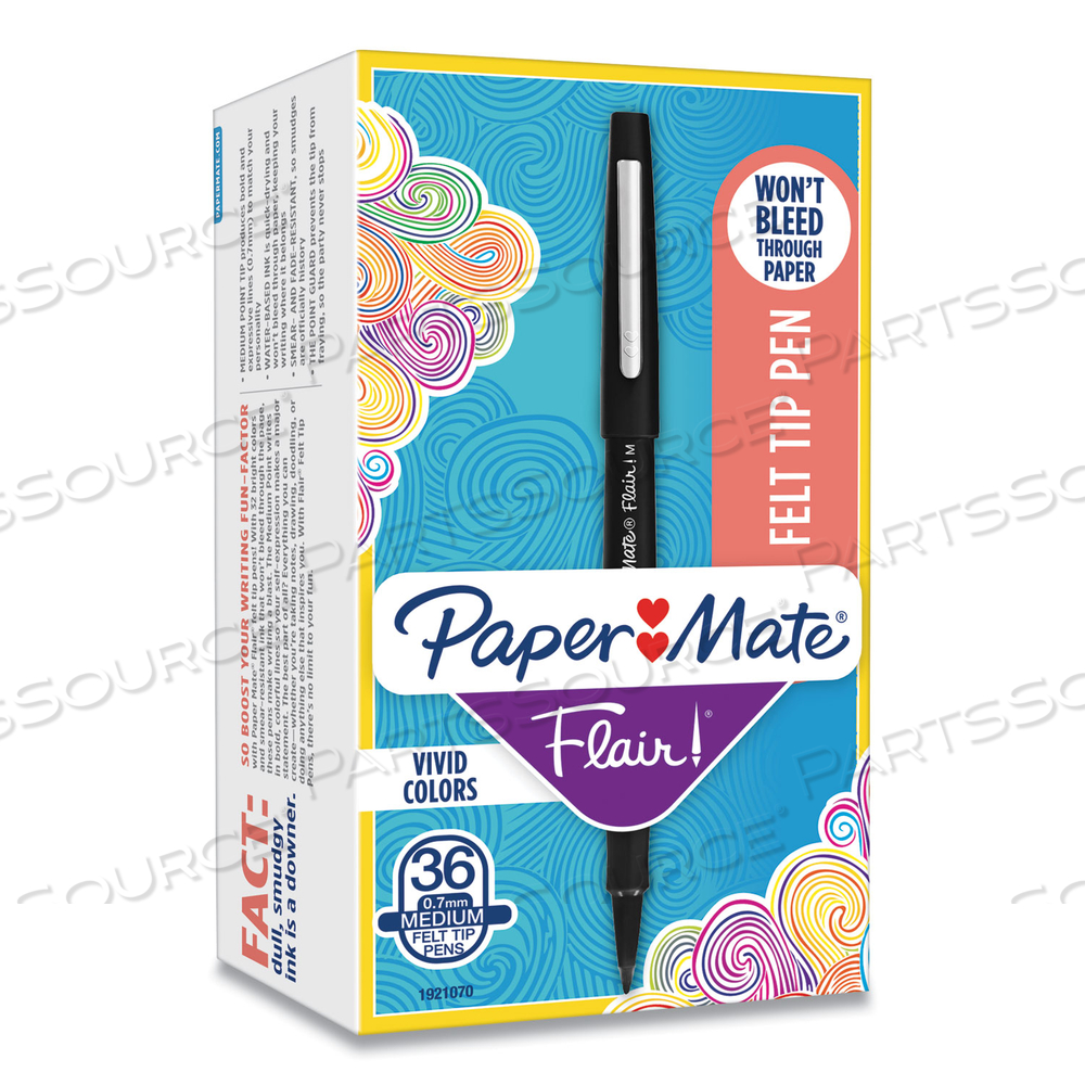 POINT GUARD FLAIR FELT TIP POROUS POINT PEN, STICK, MEDIUM 0.7 MM, BLACK INK, BLACK BARREL by Paper Mate POINT GUARD FLAIR FELT TIP POROUS POINT PEN, STICK, MEDIUM 0.7 MM, BLACK INK, BLACK BARREL by Paper Mate