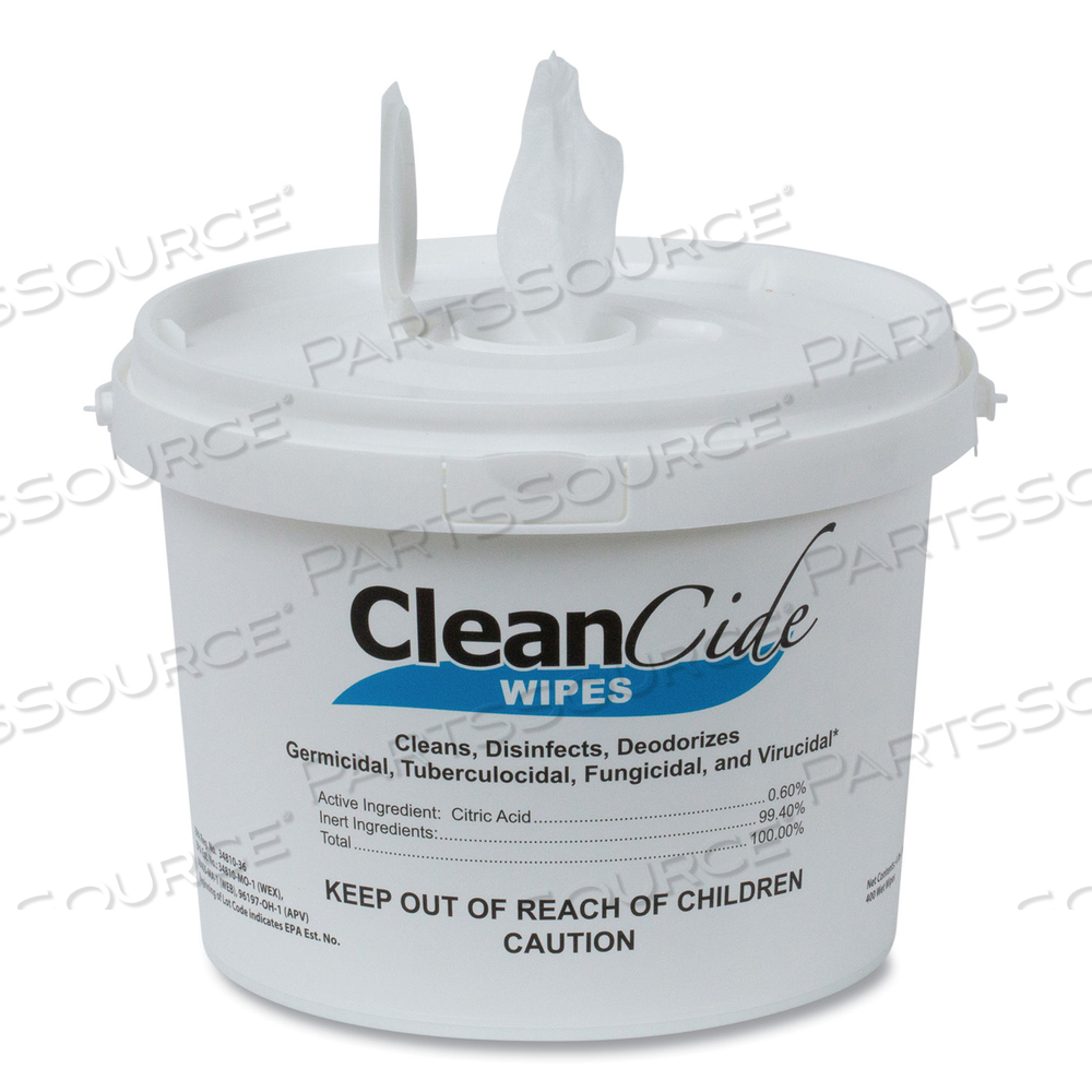 CLEANCIDE DISINFECTING WIPES, 8 X 5.5, FRESH SCENT, 400/TUB by Wexford Labs, Inc.