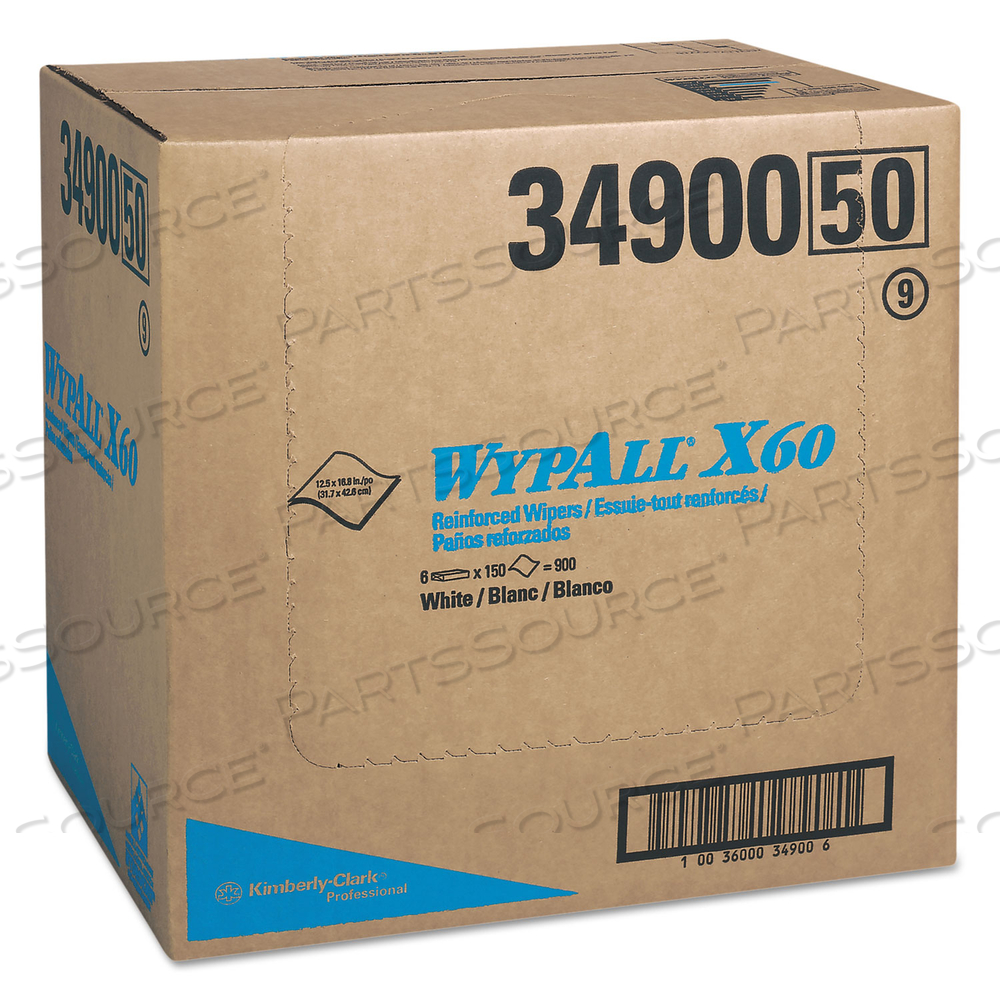 GENERAL CLEAN X60 CLOTHS, FLAT SHEET, 12.5 X 16.8, WHITE by WypAll