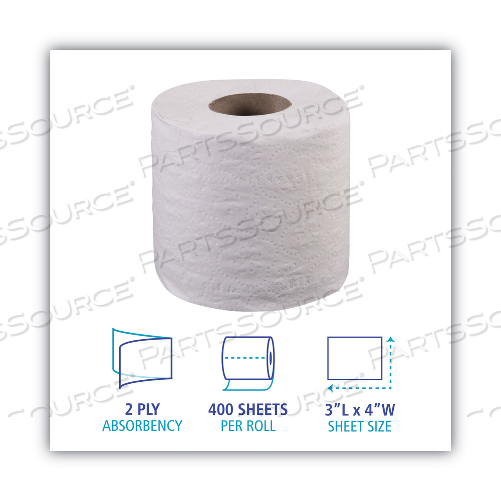 2-PLY TOILET TISSUE, SEPTIC SAFE, WHITE, 400 SHEETS/ROLL by Boardwalk
