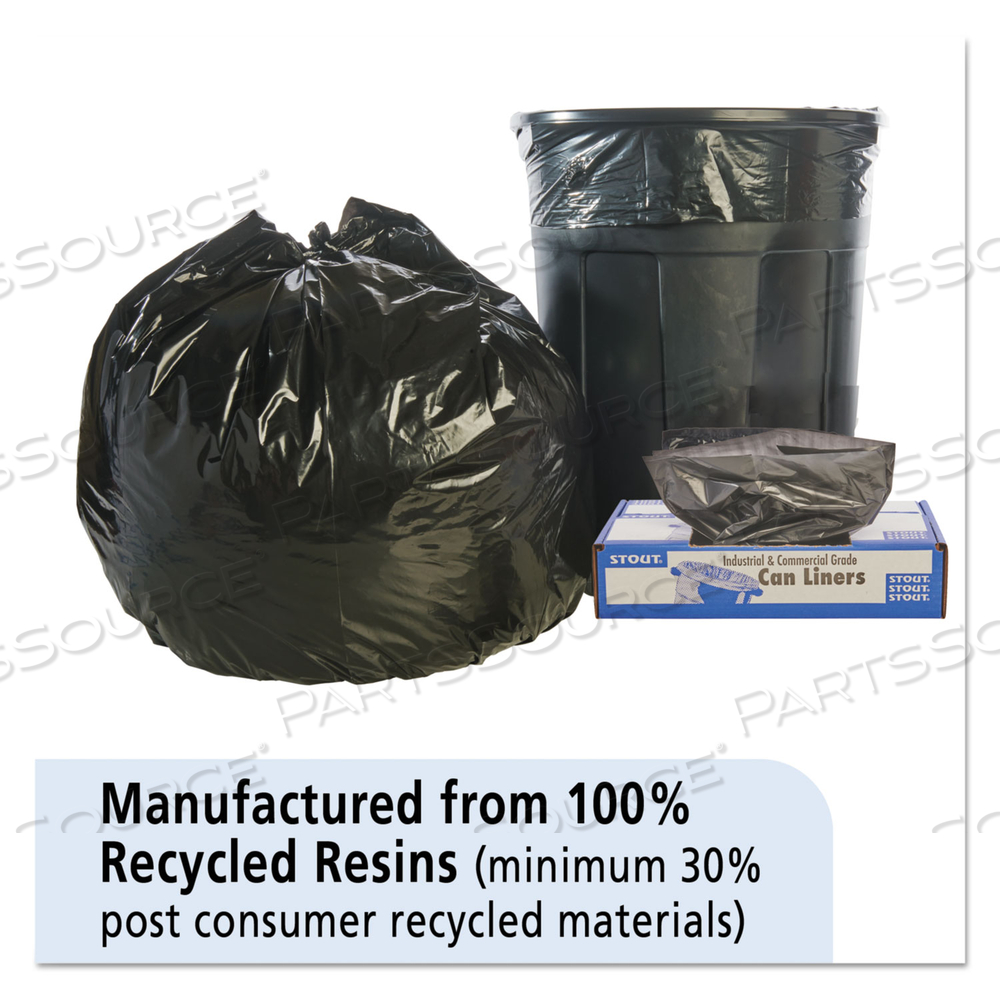 TOTAL RECYCLED CONTENT PLASTIC TRASH BAGS, 45 GAL, 1.5 MIL, 40" X 48", BROWN/BLACK by Envision