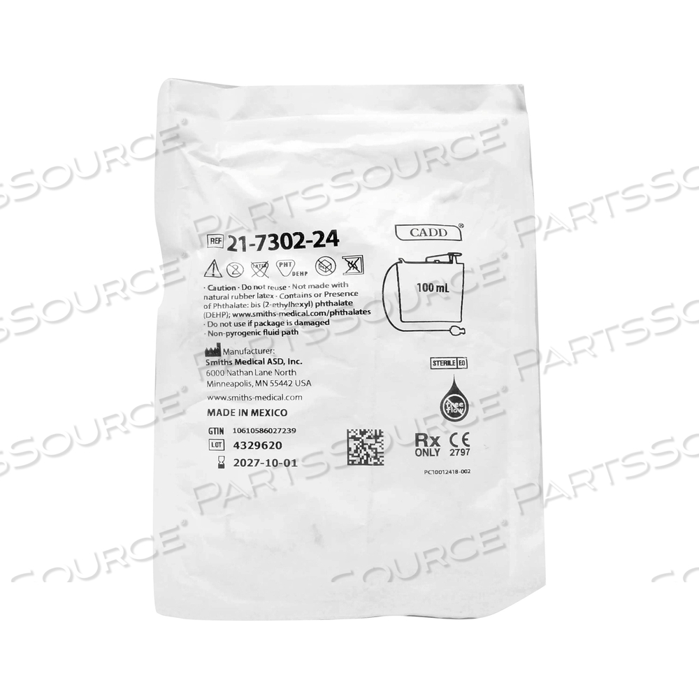 100ML CLEAR MEDICATION CASSETTE RESERVOIR WITH FLOW STOP, CLAMP, AND FEMALE LUER by ICU Medical, Inc.