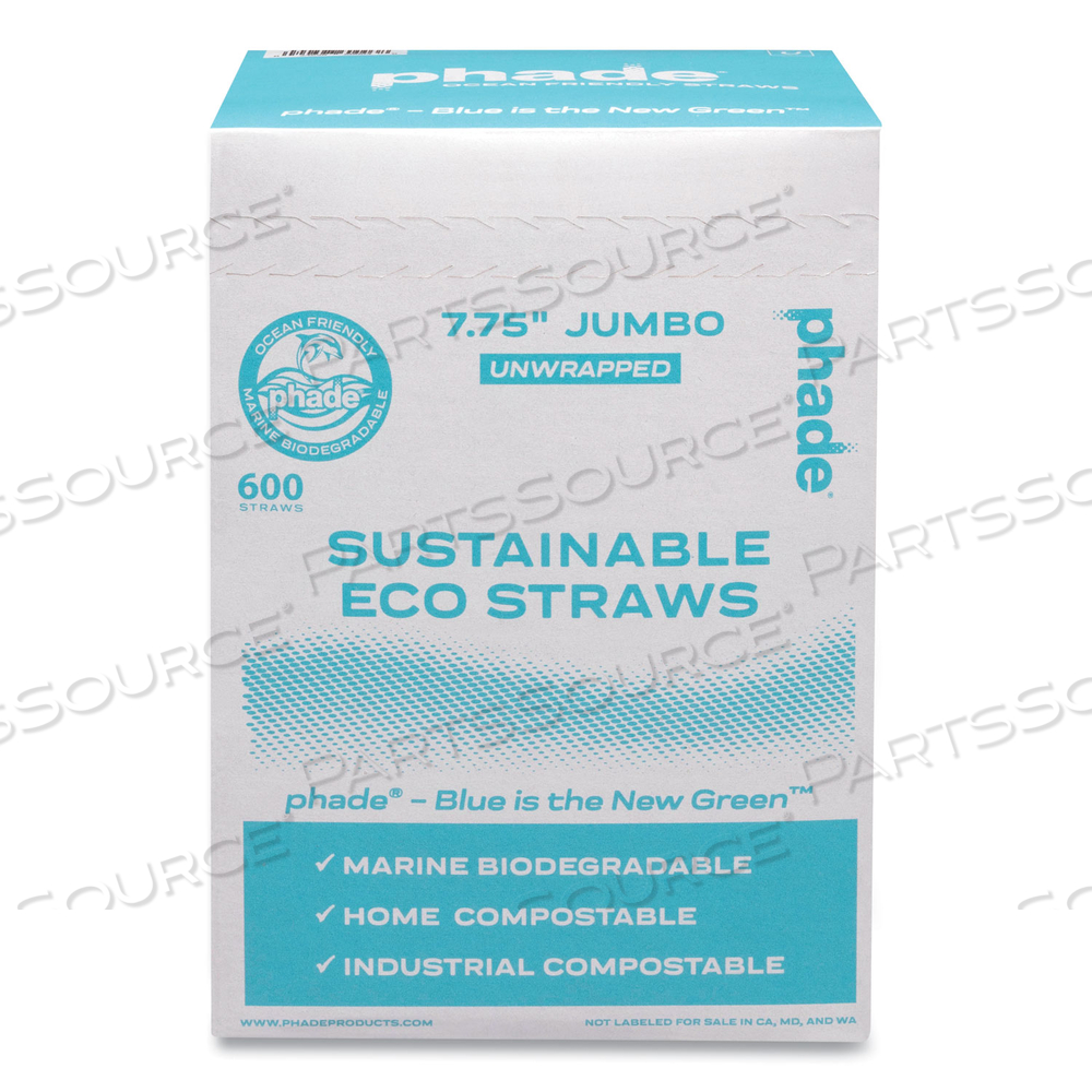 MARINE BIODEGRADABLE STRAWS, 7.75", OCEAN BLUE by Phade