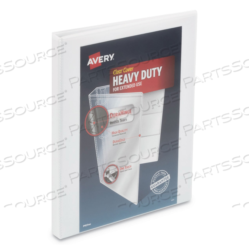 HEAVY-DUTY VIEW BINDER WITH DURAHINGE AND ONE TOUCH SLANT RINGS, 3 RINGS, 0.5" CAPACITY, 11 X 8.5, WHITE by Avery