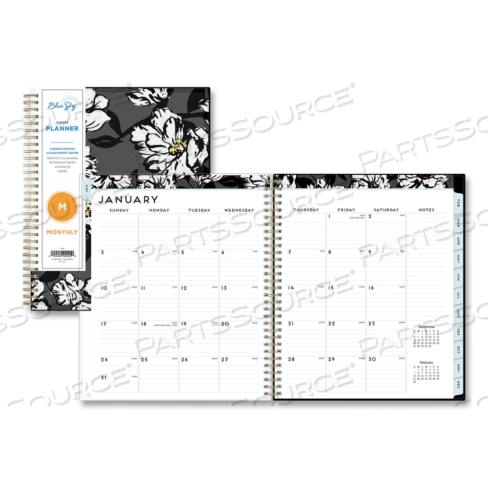BACCARA DARK MONTHLY PLANNER, BACCARA DARK FLORAL ARTWORK, 10 X 8, GRAY/BLACK/GOLD COVER, 2023 by Blue Sky BACCARA DARK MONTHLY PLANNER, BACCARA DARK FLORAL ARTWORK, 10 X 8, GRAY/BLACK/GOLD COVER, 2023 by Blue Sky
