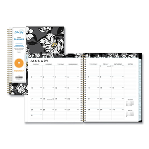 BACCARA DARK MONTHLY PLANNER, BACCARA DARK FLORAL ARTWORK, 10 X 8, GRAY/BLACK/GOLD COVER, 2023 by Blue Sky