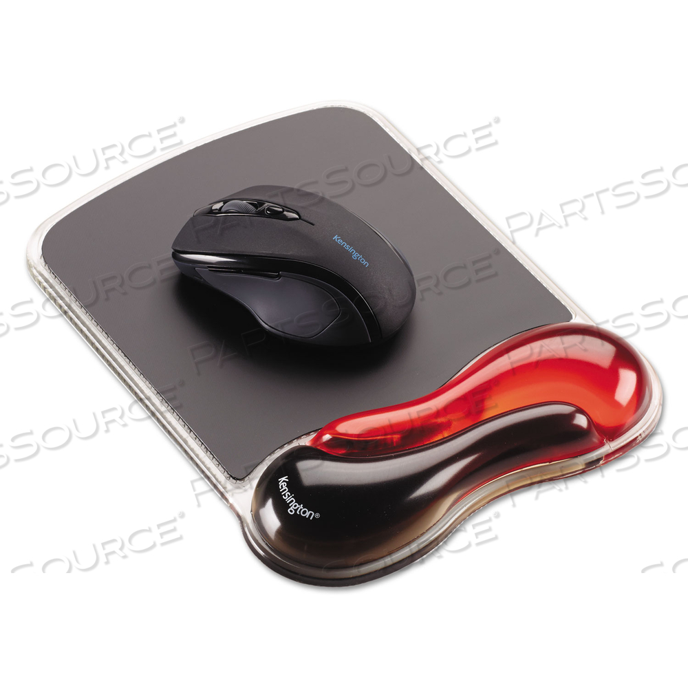DUO GEL WAVE MOUSE PAD WITH WRIST REST, 9.37 X 13, RED by Kensington Computer Products