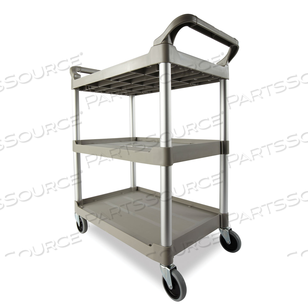 THREE-SHELF SERVICE CART, PLASTIC, 3 SHELVES, 200 LB CAPACITY, 18.63" X 33.63" X 37.75", OFF-WHITE by Rubbermaid Medical Division
