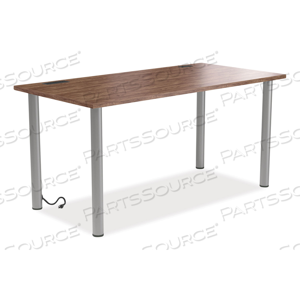 ESSENTIALS WRITING TABLE-DESK WITH INTEGRATED POWER MANAGEMENT, 59.7" X 29.3" X 28.8", ESPRESSO/ALUMINUM 