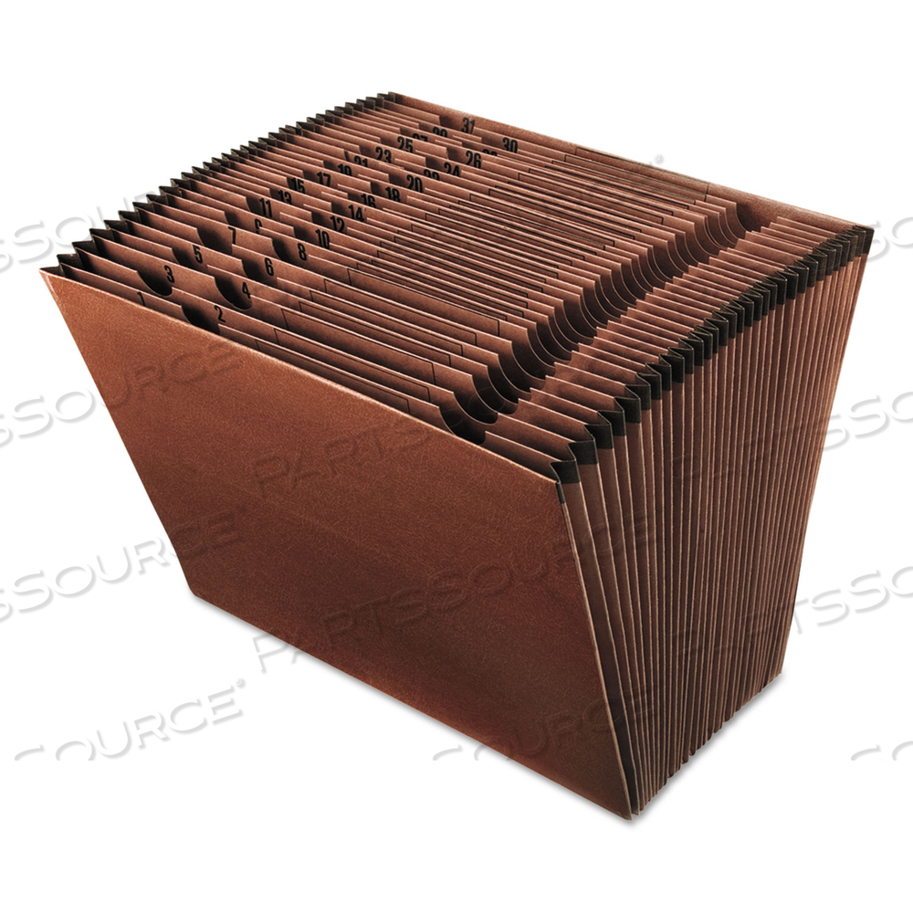 EARTHWISE BY PENDAFLEX RECYCLED INDEXED EXPANDING FILE, 31 SECTIONS, 1/31-CUT TABS, LETTER SIZE, RED FIBER by Esselte Pendaflex Corp.