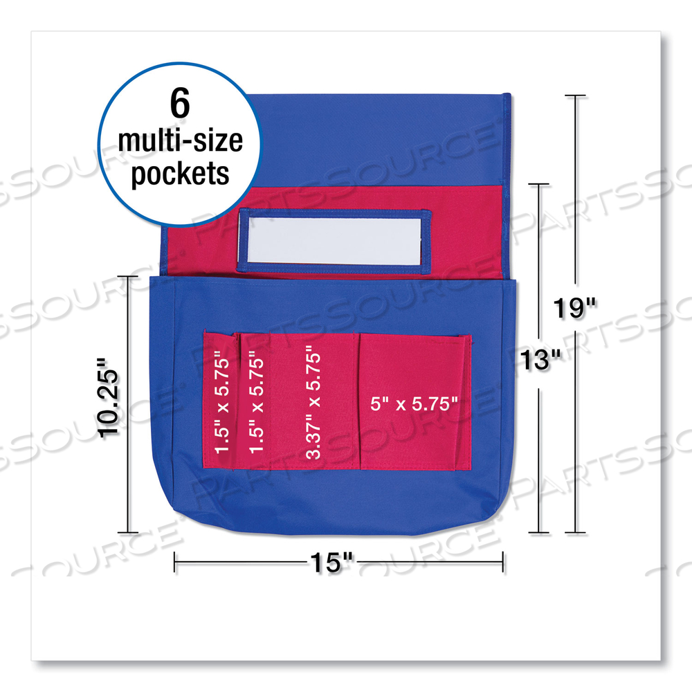 CHAIRBACK BUDDY POCKET CHART, 7 POCKETS, 15 X 19, BLUE/RED by Carson-Dellosa Publishing