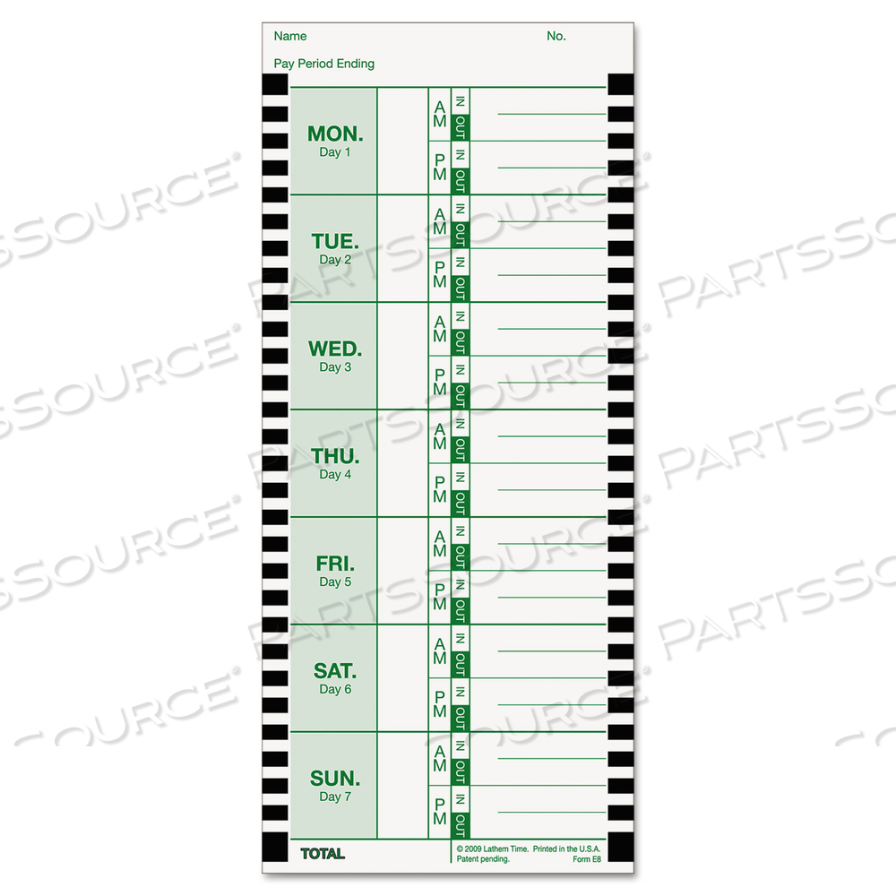 TIME CLOCK CARDS FOR LATHEM TIME 800P, ONE SIDE, 4 X 9 by Lathem Time TIME CLOCK CARDS FOR LATHEM TIME 800P, ONE SIDE, 4 X 9 by Lathem Time