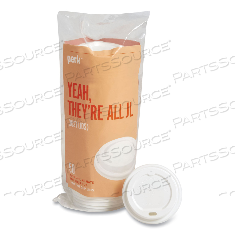 PLASTIC HOT CUP LIDS, FITS 8 OZ CUPS, WHITE by Perk PLASTIC HOT CUP LIDS, FITS 8 OZ CUPS, WHITE by Perk