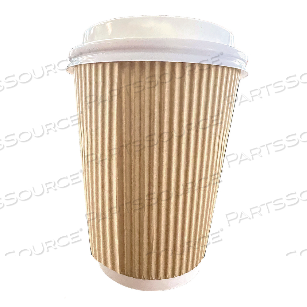 RIPPLE HOT CUPS, 8 OZ, KRAFT/WHITE by Karat